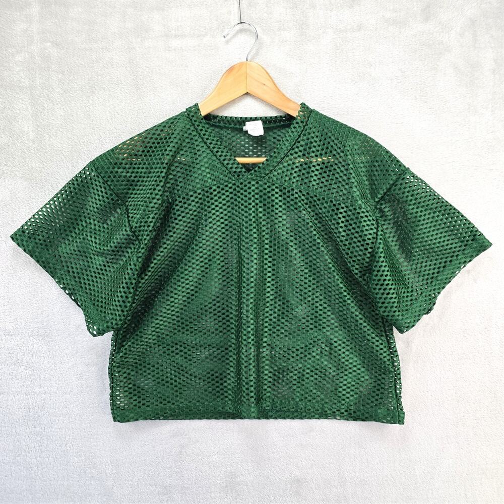 Vintage A4 Mesh Football Practice Jersey Youth L/XL Green Cropped